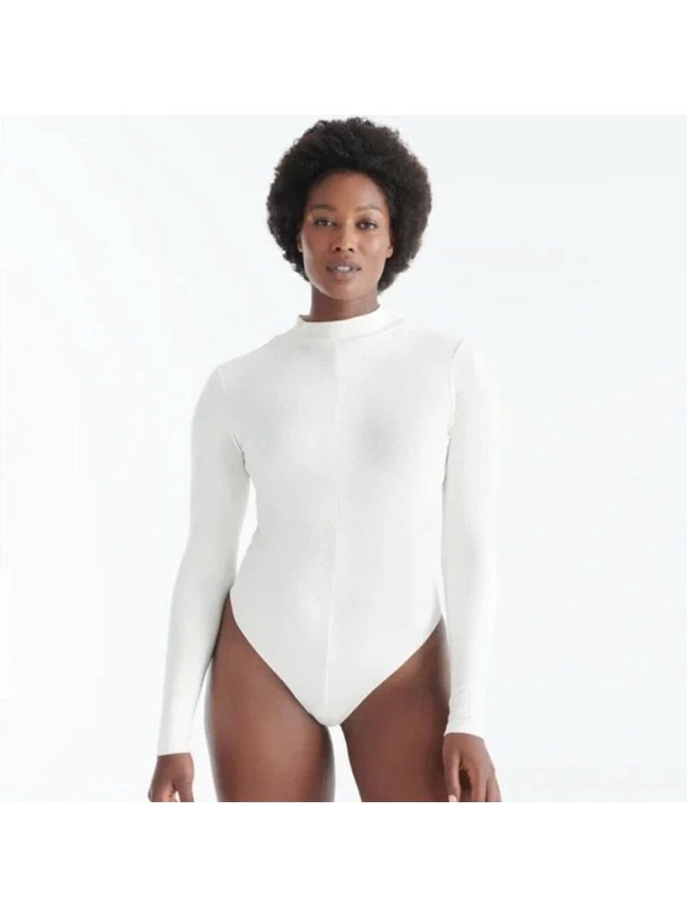 Knix X Birds Papaya mock neck cream thong bodysuit size XXL